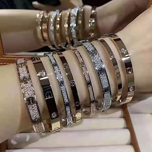 Gold Love Screwdriver Bangle Bracelet Luxury Nail Screw High Quality With Stones - Picture 7 of 9